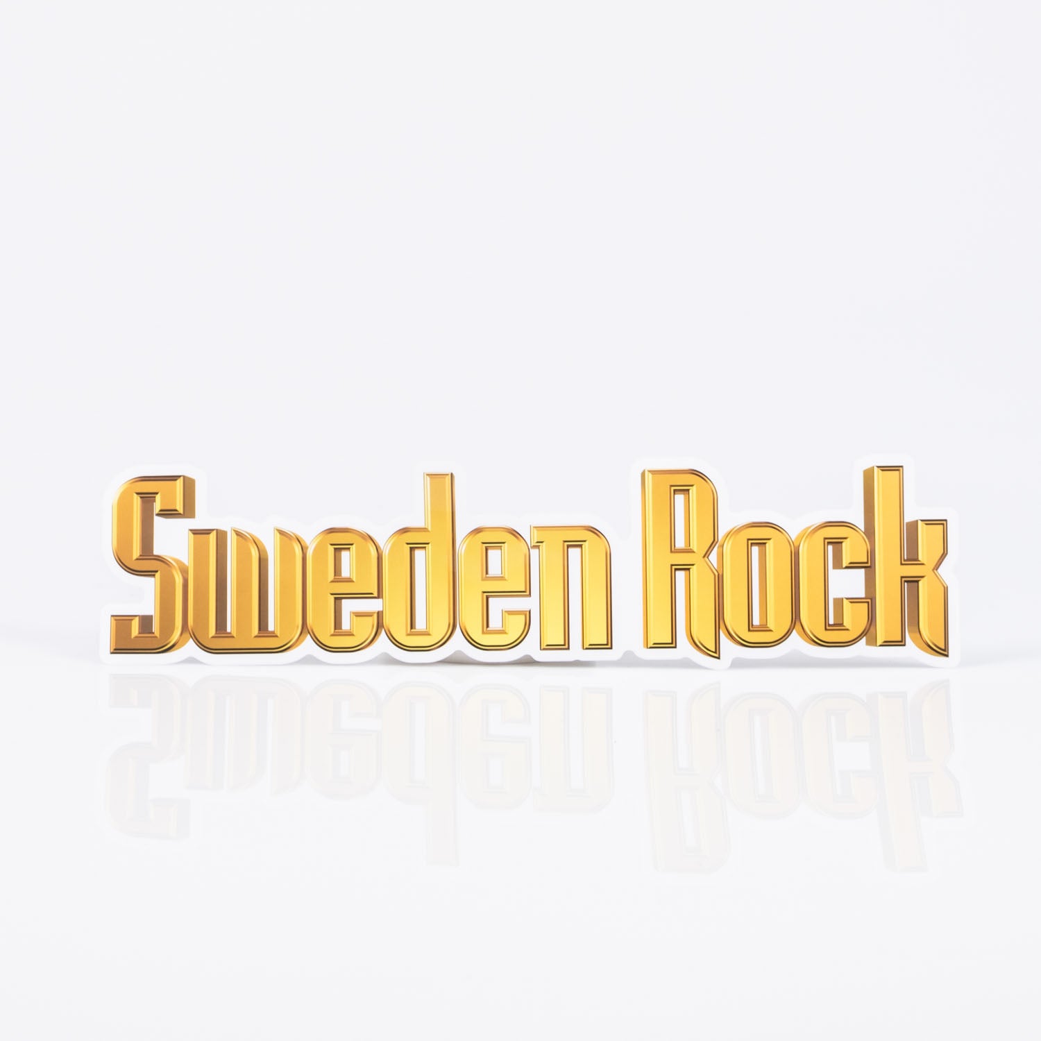Klistermärke Sweden Rock guld 40 cm.