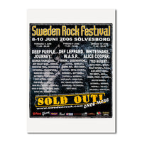 Affischen 2006, 50x70cm, föreställer Sweden Rock Festivals lineup - Deep Purple, Def Leppard och Alice Cooper. Festivalen hölls 8-10 juni i Sölvesborg och har en fet gul "Sold Out"-banner längst ner.