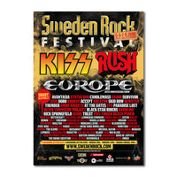 The Poster 2013, 50x70cm belyser Sweden Rock Festival med headliners och band, evenemangsdatum (5-8 juni) och Sölvesborg som visas högst upp på denna slående festivalaffisch.